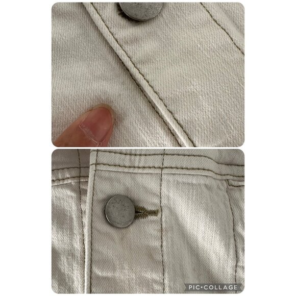 Eileen Fisher Denim Jacket Cotton Blend Front Buttons Closure Ivory Color Sz 1X - Picture 11 of 15